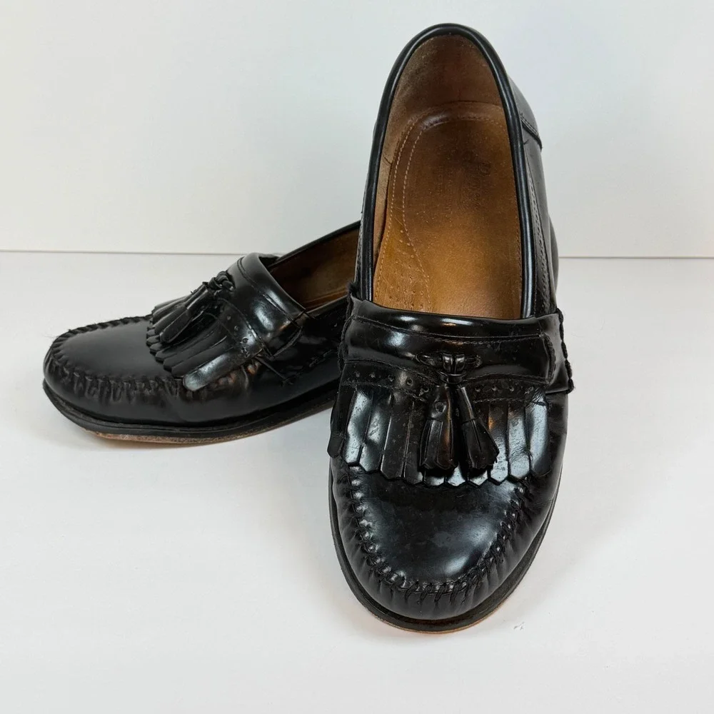 Bass Weejuns Loafers Mens Black Leather Dress Shoes Jeremy Tassel Slip On 10.5 D